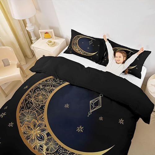 Miniatura 5 de feelyou - Juego de funda de edredón, diseño bohemio de mandala dorado tamaños Gemelo, Completo, Queen y King material de poliéster de microfibra