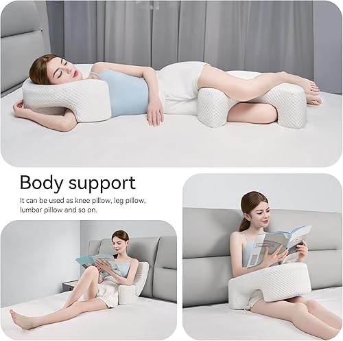 Miniatura 2 de Almohada de dormir lateral con agujeros para los brazos, almohada ergonómica de espuma viscoelástica para alivio del dolor cervical, cuello, hombros