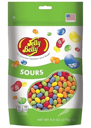Jelly Belly 5 Sours Flavors Jelly Beans - Bolsa de pie resellable de 9.8 onzas