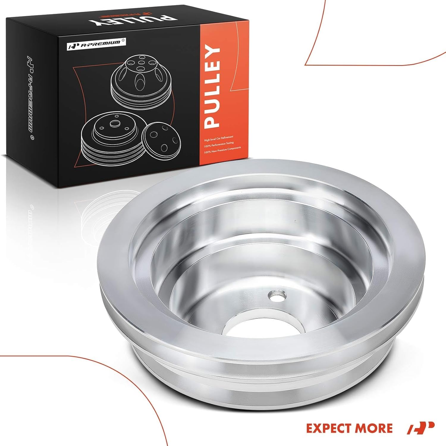 A-Premium 7.8 Inch Crankshaft Pulley with 3-Groove Machined Aluminum Compatible with 1969-1985 Chevrolet Big Block - V8 396, 402, 427, 454, Long Water Pump