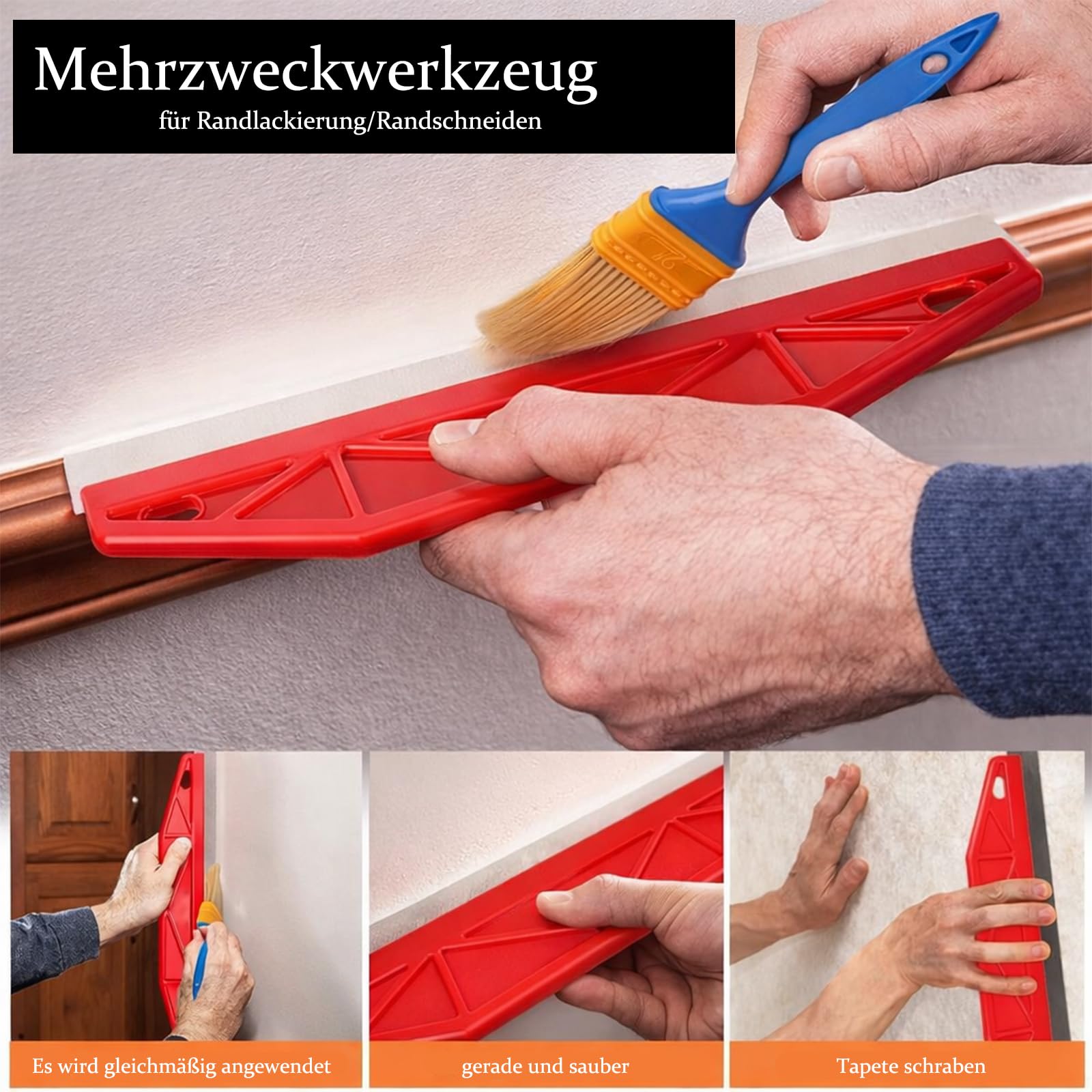 2er Set Farbkantenschutz, Kantenstreicher & Tapezierspachtel, Malerkante Schutz Werkzeug, Präzisions Malerwerkzeug für Kanten streichen ohne abkleben, Haushalts Malhilfe für Wände und Möbel