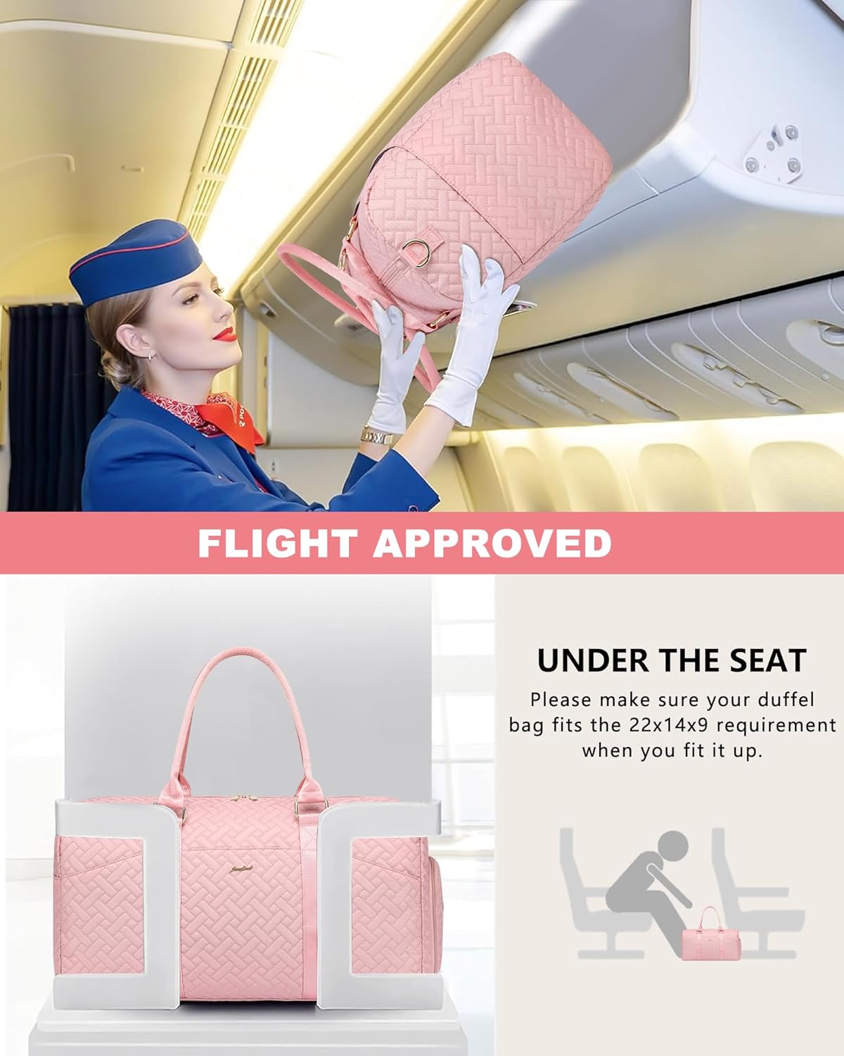 Women Weekender Travel Duffle Bag: Travel Duffel Overnight Bags with Shoe Compartment Large Carry on Tote with Toiletry Bag Weekend Traveling Yoga Gym Hospital Bag for Women with Wet Pocket Pink - Image 7