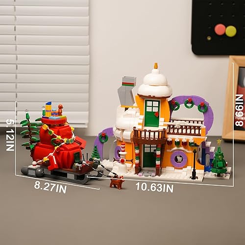 Miniatura 4 de Juego de juguetes de construcción de casas de nieve con luces, compatible con Lego Chritmas Village, regalos de Navidad para niños y niñas, familia,