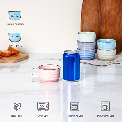 Miniatura 89 de Selamica Ramequines de cerámica de 4 onzas, Ramekins de crema Brulee aptos para horno, platos de natillas de soufflé para hornear, mini cuencos