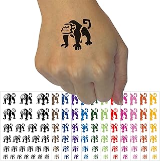Grumpy Monkey with Curly Tail Temporary Tattoo Water Resistant Fake Body Art Set Collection - White (One Sheet)