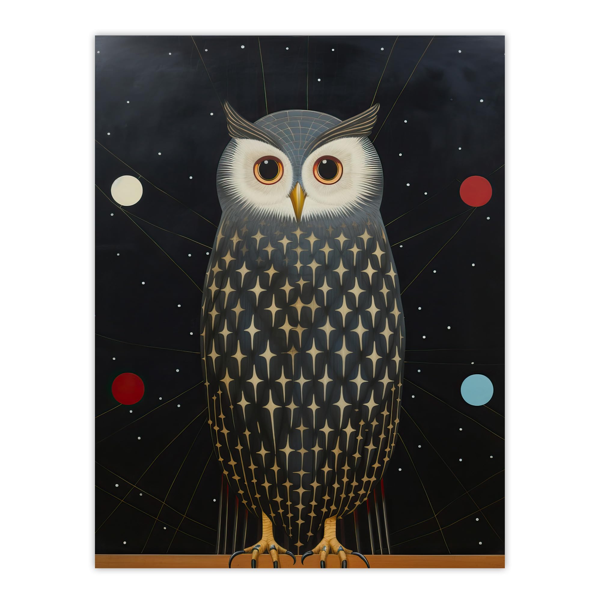 Wee Blue Coo The Night Watch Man Surreal Cosmic Owl Portrait Poster W18" x H24"