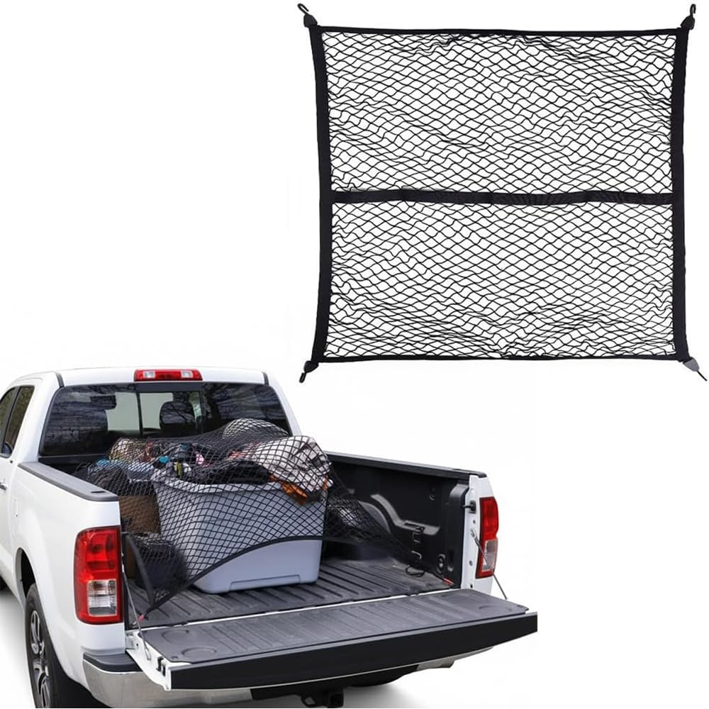 Rete per Bagagliaio di Camioncino per Ford F-Series Ranger Maverick, Rete Carico 3 Tasche Rete Carico per Pickup Rete Bagagliaio per Auto Elastica,120 * 100