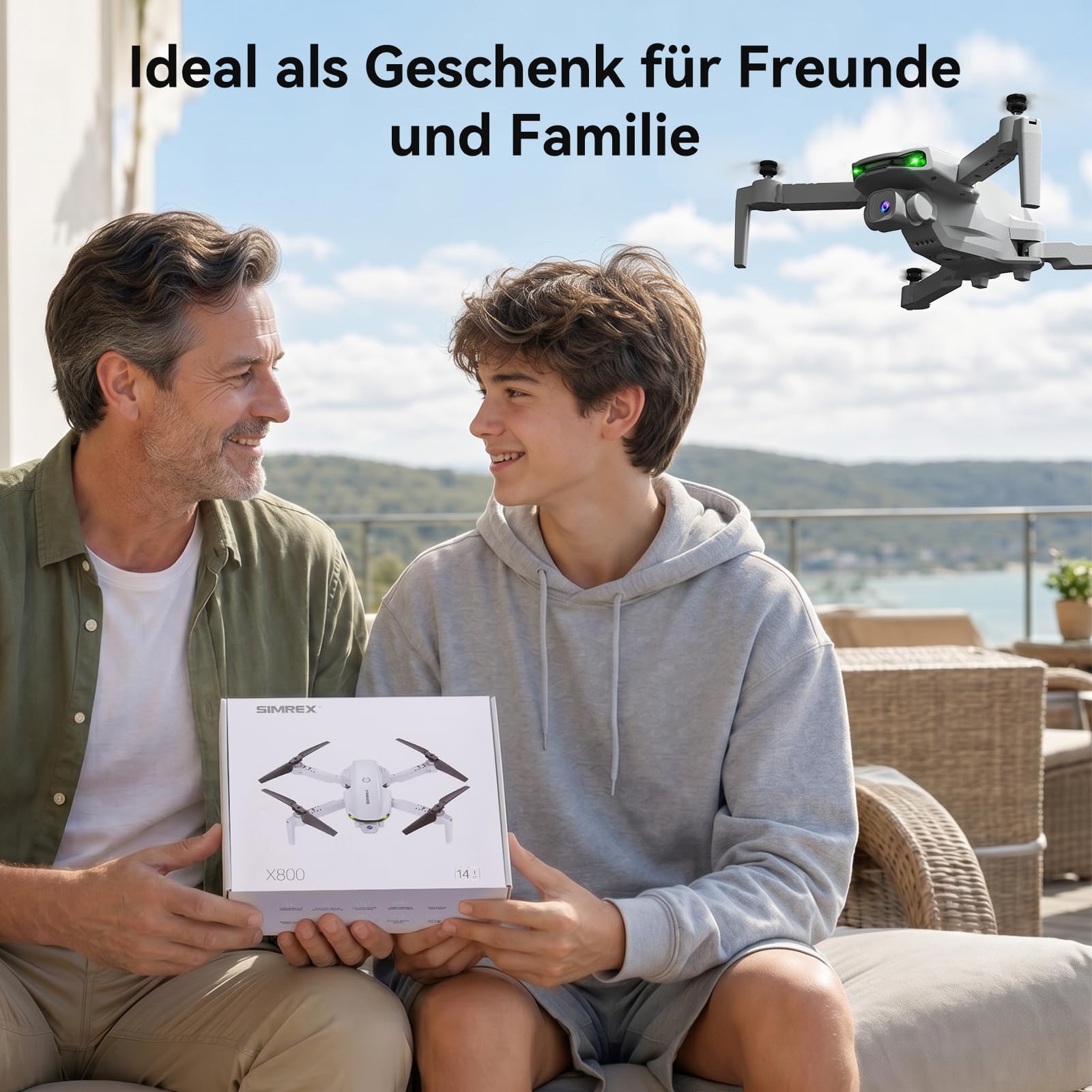 SIMREX Drohne mit Kamera für Kinder, Anfänger & Erwachsene – Faltbarer RC-Quadrocopter mit Höhenhaltung, Mini-Indoor-Drohne mit Ein‑Tasten‑Start, Geschenk für Jungen, Mädchen & Teenager