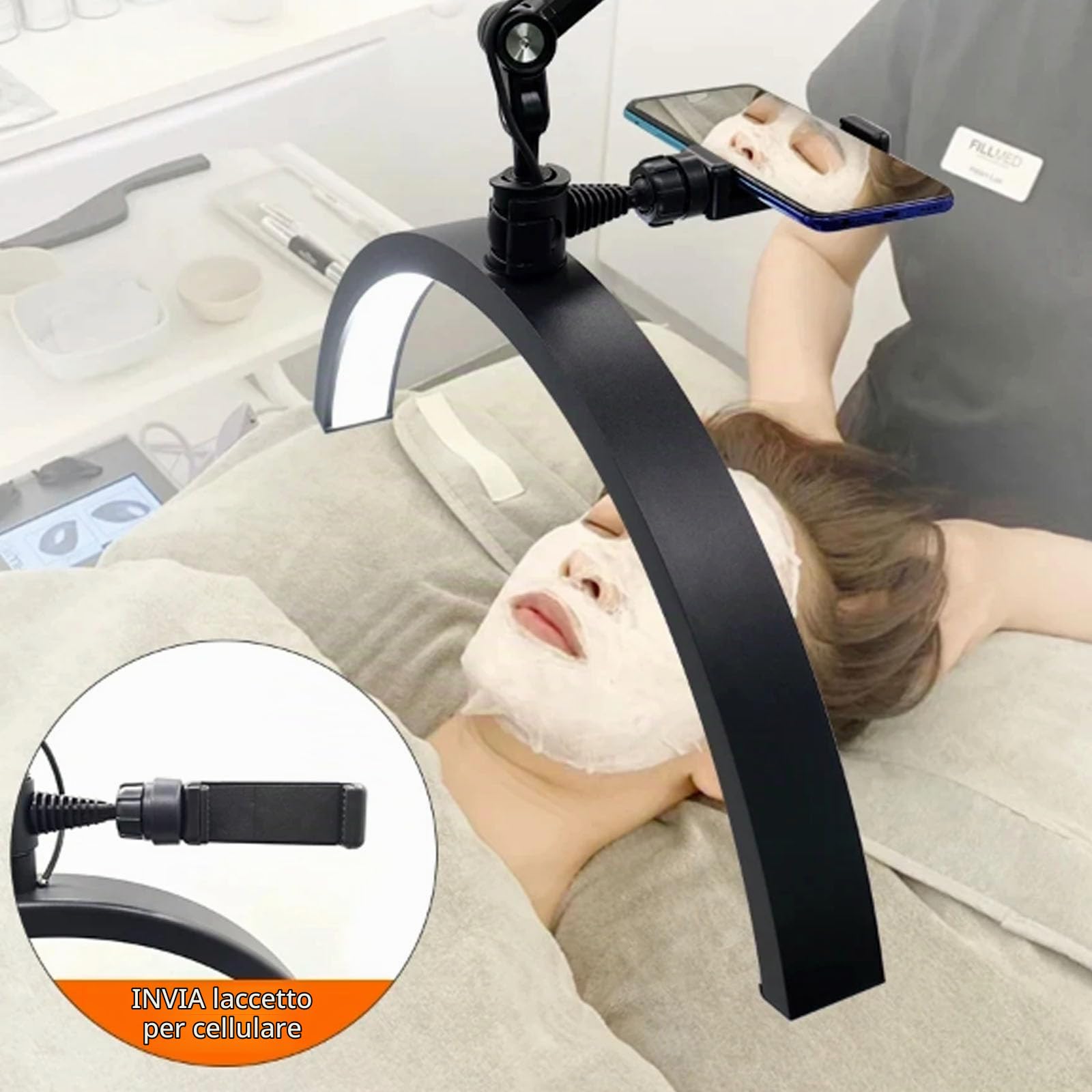Aisny Lampada Per Ciglia, Lampada A Mezzaluna Dimmerabile 10 W 12''3200K-5600K Con Cavo Usb C Morsetto Porta Cellulare 2 Piegaciglia Per Vlogging Lampada Da Comodino Per Trucco Per Salone Di Bellezza