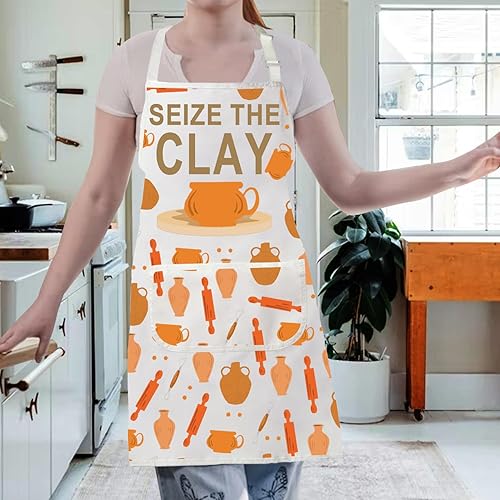 Miniatura 5 de Gzrlyf Seize The Clay Pottery - Delantal de cerámica para artistas, regalo para maestros y amantes de la cerámica