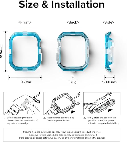 Miniatura 8 de Ringke Fusion Bumper compatible con Apple Watch, Apple Watch Series 9, 8, 7 (1.772 pulgadas) y Apple Watch SE, 6, 5, 4 (1.732 pulgadas) de doble