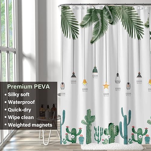 Vista 133 de Forro de plástico para ducha, forro de cortina de ducha de PEVA 4G de alta calidad con ojales inoxidables y 3 imanes pesados, cortinas de ducha