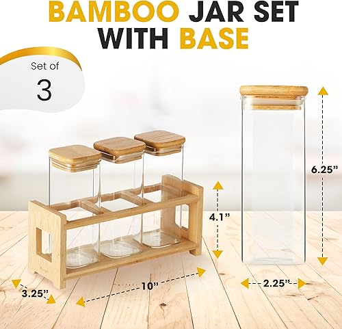 Miniatura 3 de Mini recipientes de almacenamiento de vidrio con tapas y estante de exhibición, pequeños tarros herméticos para especias y recipiente de café