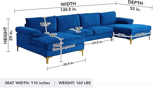Miniatura 139 de Sofá modular moderno en forma de L, con diván extra ancho y patas doradas Gris,Negro -,Verde,Naranja,Gris oscuro,marino,Púrpura
