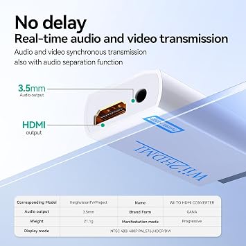 GANA Wii to HDMI Converter, 1080P Wii HDMI Adapter with 3.5mm Audio Jack