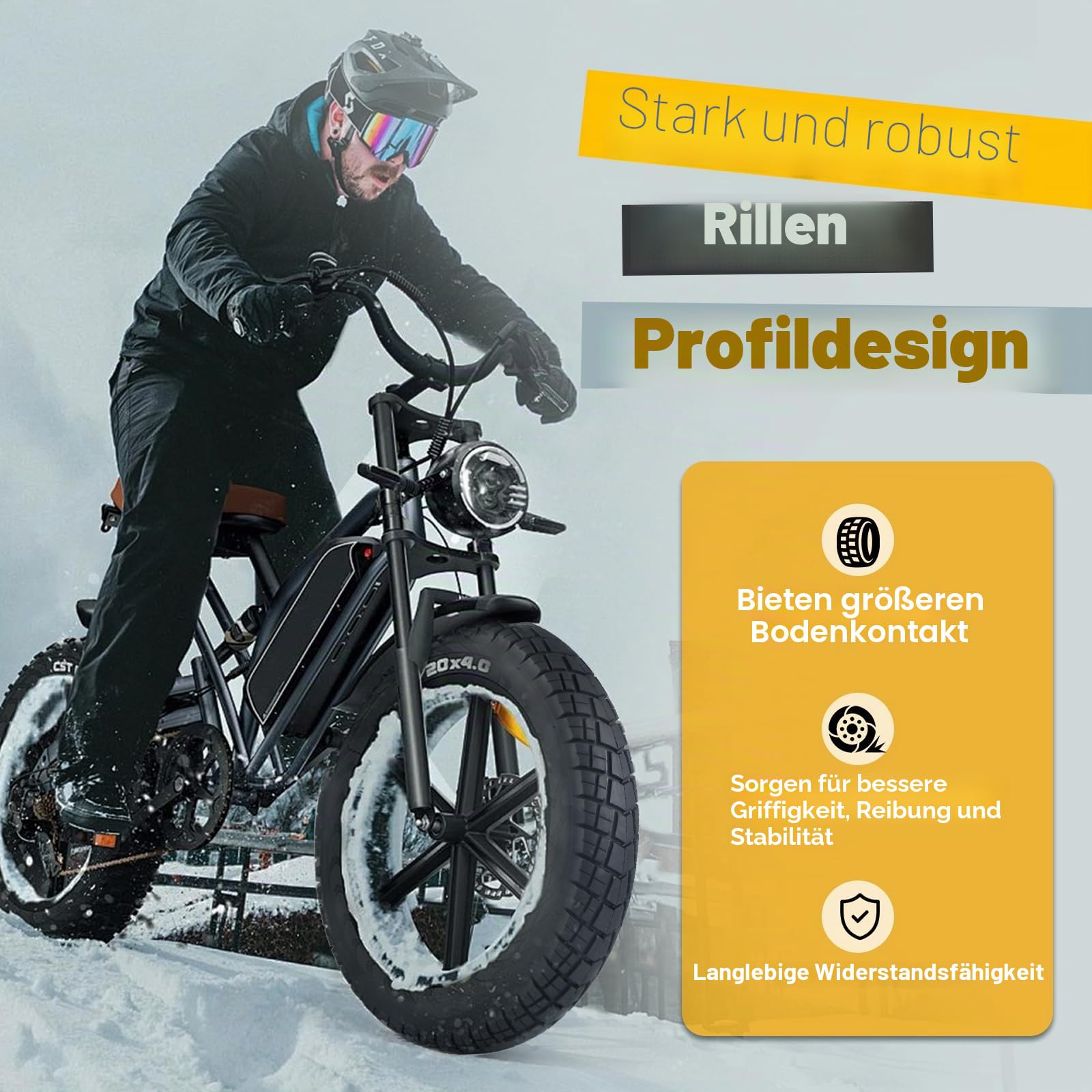 WEEROCK Fatbike Reifen 16/20/26 x 4.0 Zoll, E-Bike Faltbar, Allterrain