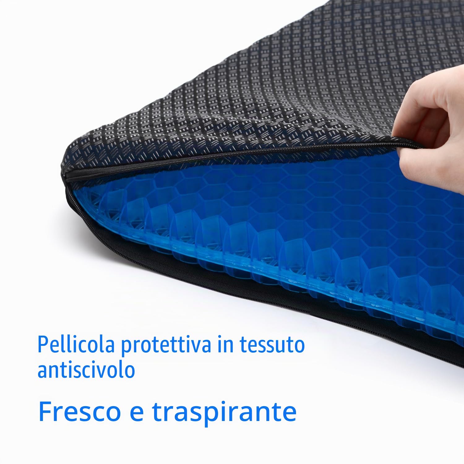 Large Nuovo cuscino in gel per seduta, design a nido d'ape a doppio strato spesso per ridurre la pressione nella zona coccigea, ideale per auto, ufficio, casa, sedia a rotelle e sedia