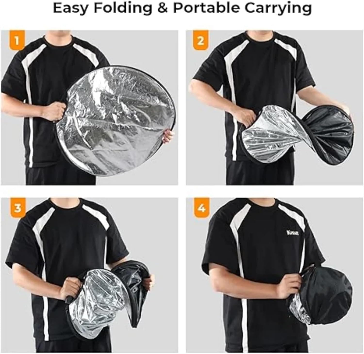 Light Diffuser 5-in-1 Collapsible Round Photography Reflector, Portable with Handle(110CM)
