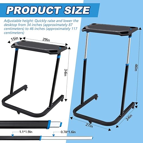 Miniatura 2 de Suzile Escritorio de ciclismo ajustable para interiores, entrenador de bicicleta, escritorio de fitness portátil, superficie antideslizante, soporte