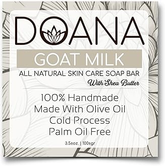 Goat Milk Soap Bar - With Olive Oil and Coconut Oil, Palm Oil Free, Anti Aging Effect, Cleans Dead Skin Cells and Renews Skin Cells, Vitamin A, E and C. For Dry and Sensitive Skin