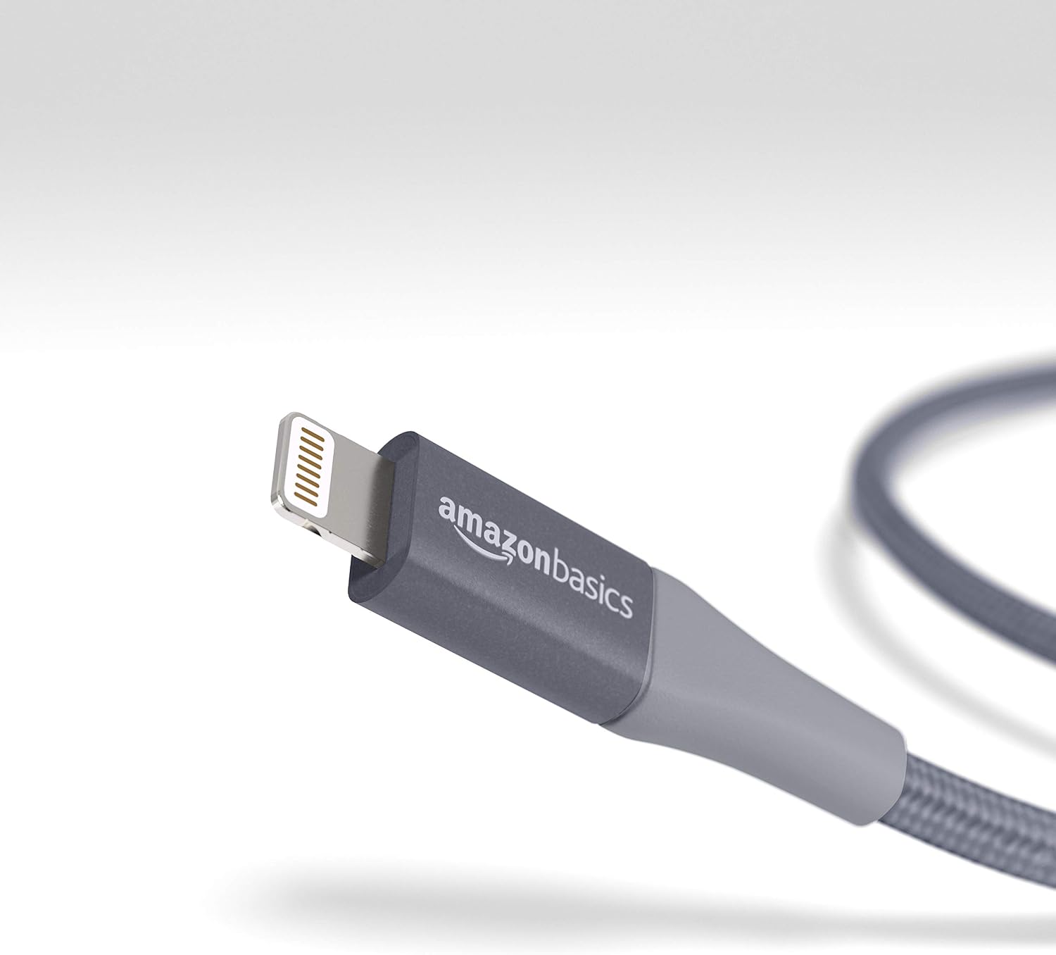 Amazon Basics Double Braided Nylon Lightning to USB Cable, Advanced Collection, MFi Certified Apple iPhone Charger, Dark Gray, 3 Foot