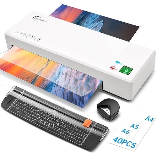 Buyounger Laminator Machine with 40 Laminating Sheets, A4 Laminator Thermal and Cold with Paper Trimmer & Corner Rounder, 9-Inch Laminating Machine for Home School Office