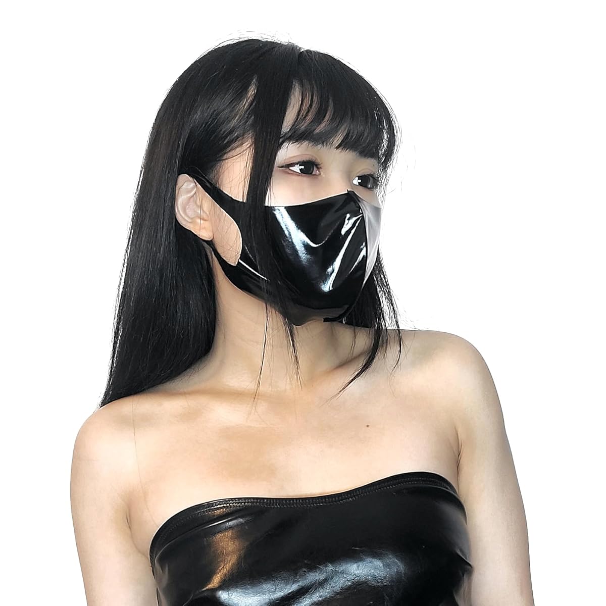 [Ftshist] ラバーマスク 束縛 レザー マスク エナメル 洗える 耳痛くない 肌荒れしない 快適 立体 小顔 セクシー パーティー ハロウィン コスチューム 学園祭 コスプレ