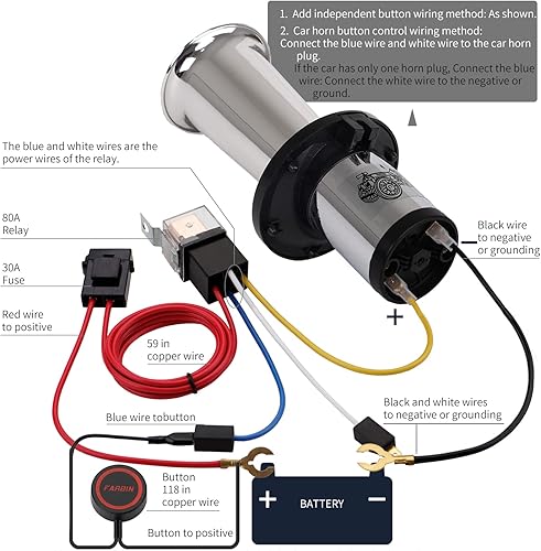Miniatura 9 de FARBIN 12 V OOGA Bocina de coche clásico antiguo Ahooga de la vieja escuela bocina de aire cromada estilo vintage bocina divertida OOOGAH sonido