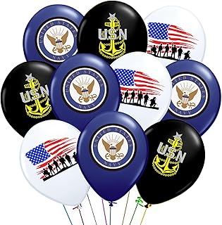 U.S. Navy Balloons Pack of 30 USN Party Balloons US Navy Party Decorations 12INCH U.S Navy Balloons for Navy Graduation Navy Retirement Party Going Away Party Decorations