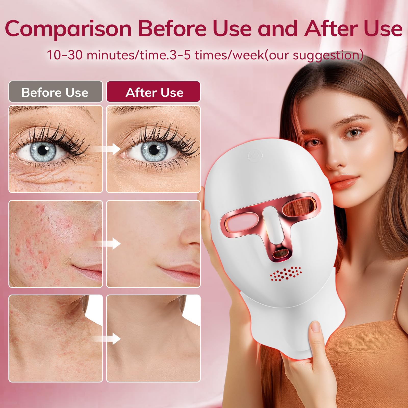 Snapklik.com : Red Light Therapy Mask For Face,Cordless LED Face Mask ...