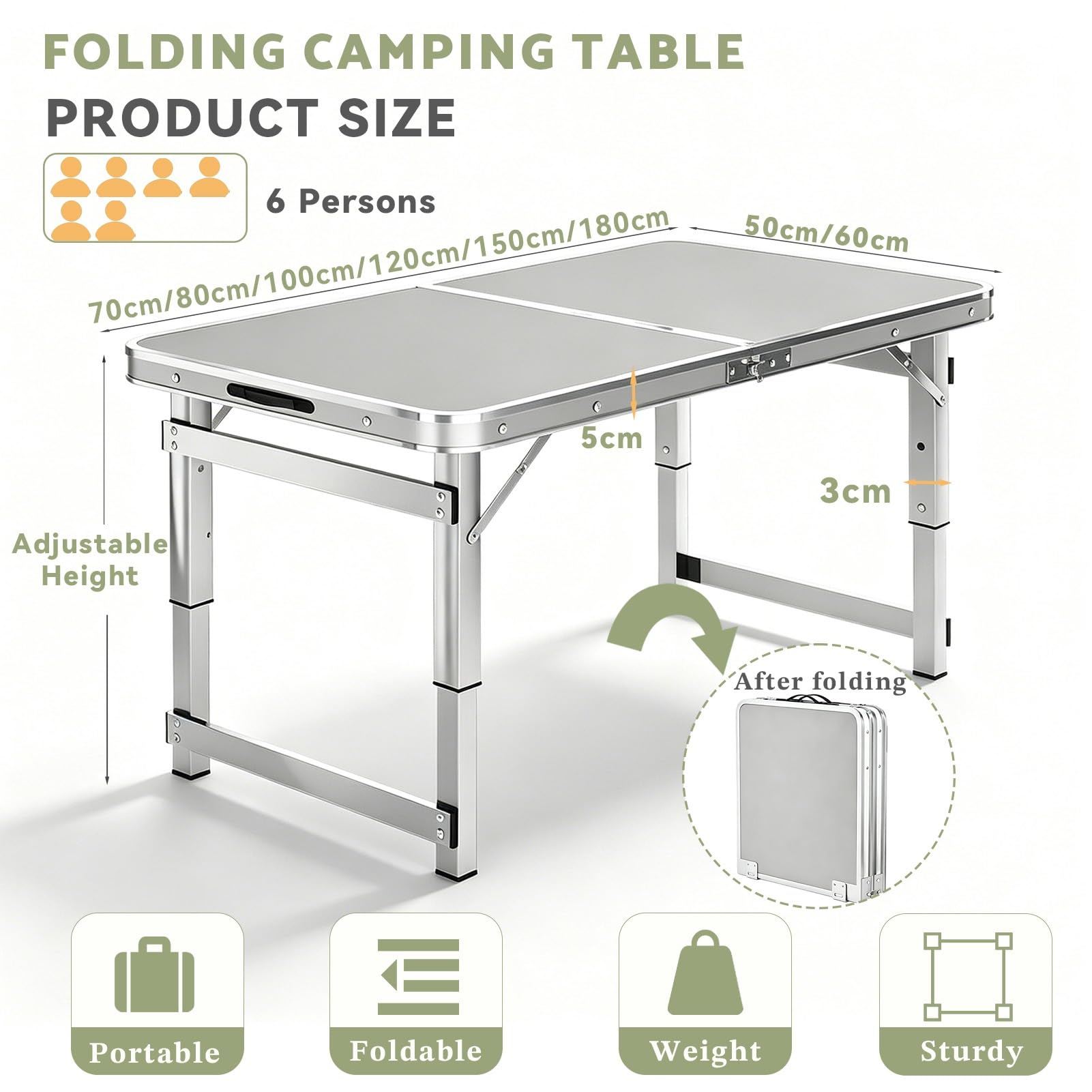 Tavolo da pesca pieghevole Tavolo da campeggio portatile da picnic all'aperto con gambe in alluminio regolabili Tavoli su cavalletto pop-up per barbecue da giardino