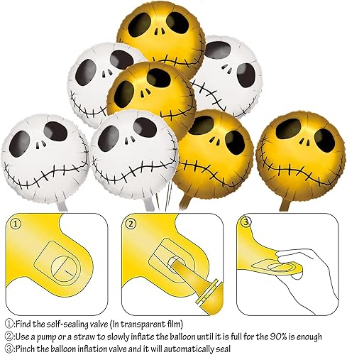 Miniatura 6 de 15 globos de esqueleto de Halloween, globos de papel de aluminio, globos de aluminio de Halloween, globo de calavera de Halloween