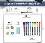 TSJ OFFICE Conseil d'Essèchement Blanc - 12 X 16 Inches Portable petit tableau blanc magnétique avec crochets pour mur, Mini Tableau blanc de bureau 360 Degrees Revolving Double Sided Stand pour Office, Accueil, école
