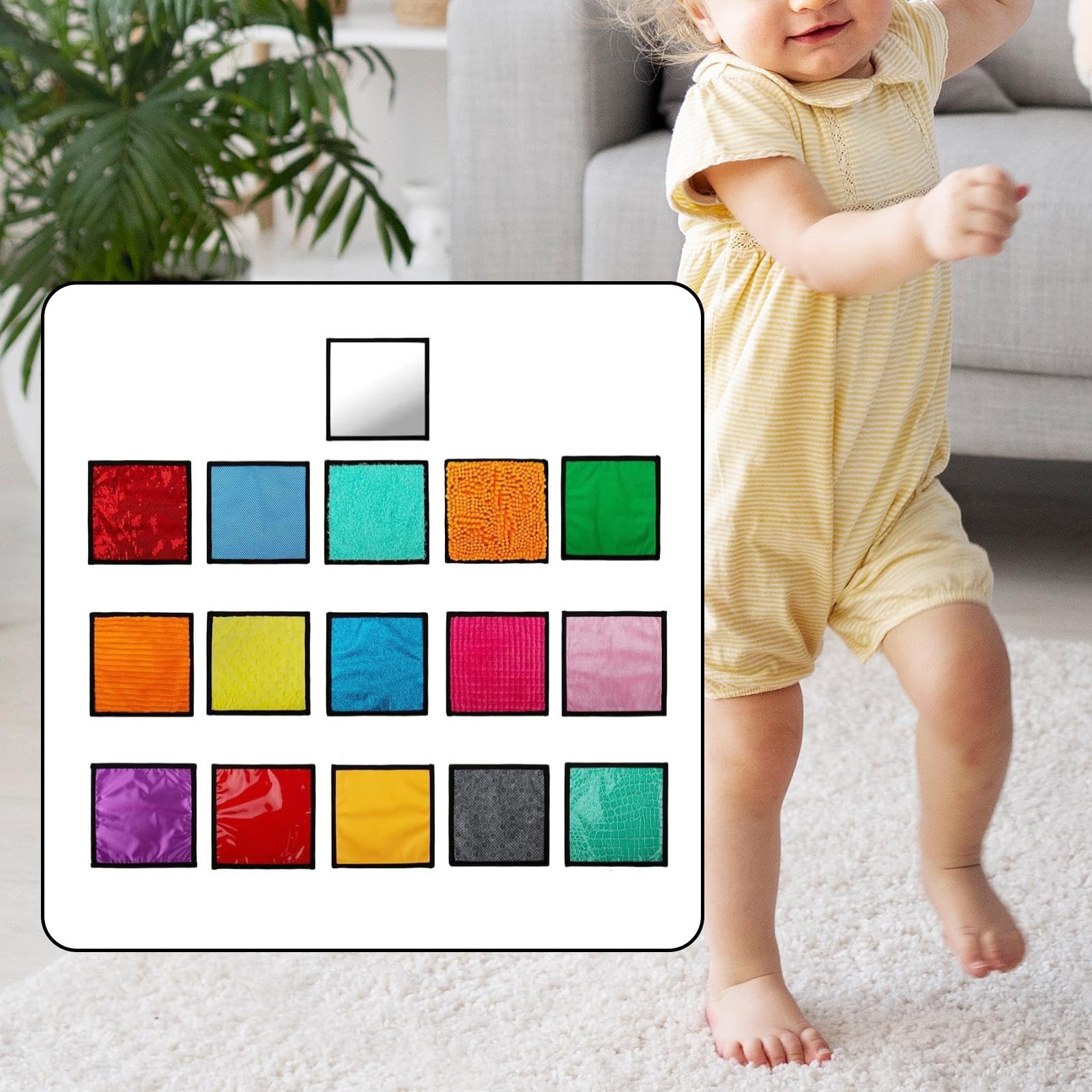 16 Tappetini Sensoriali con Texture, Adatti All'esplorazione Infantile dai 3 Ai 6 Anni.
