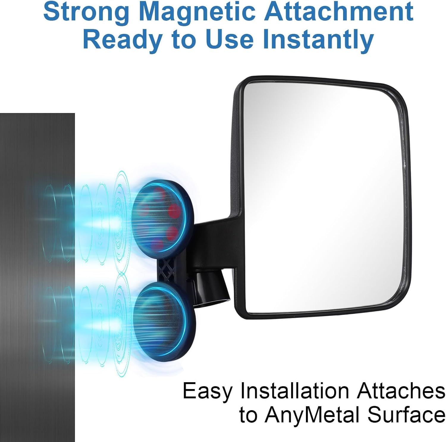 2PCS Universal Magnetic Mirrors for Tractor, 6.9" × 4.11" Magnetic Tractor Side Mirrors for Forklifts, Trucks, Lawn Mowers, Farm Equipment
