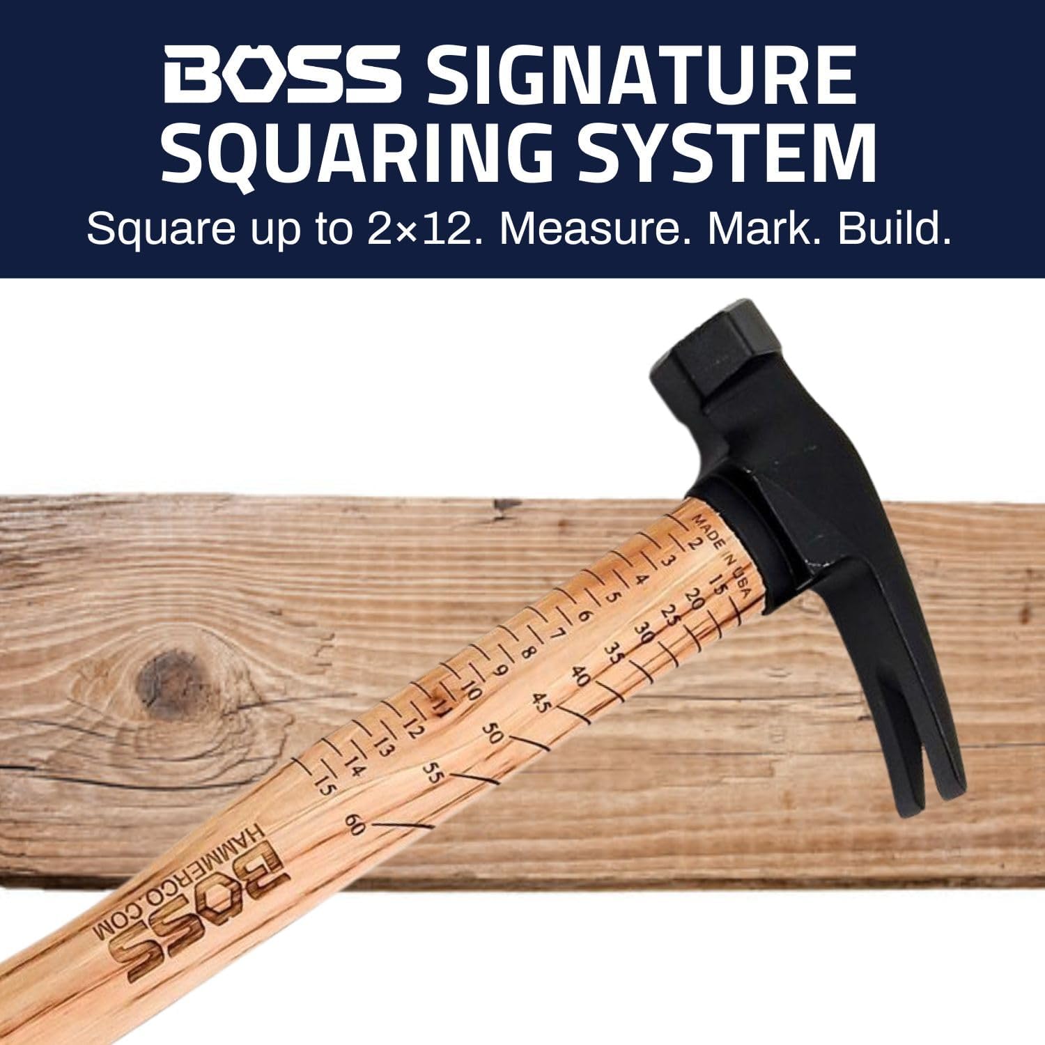 Boss Hammer 22 oz. Premium 4340 Steel Rip Claw Hammer - Tennessee Hickory Handle, Cerakote Finish, Smooth Face - Made in the USA - BH22STHI18S