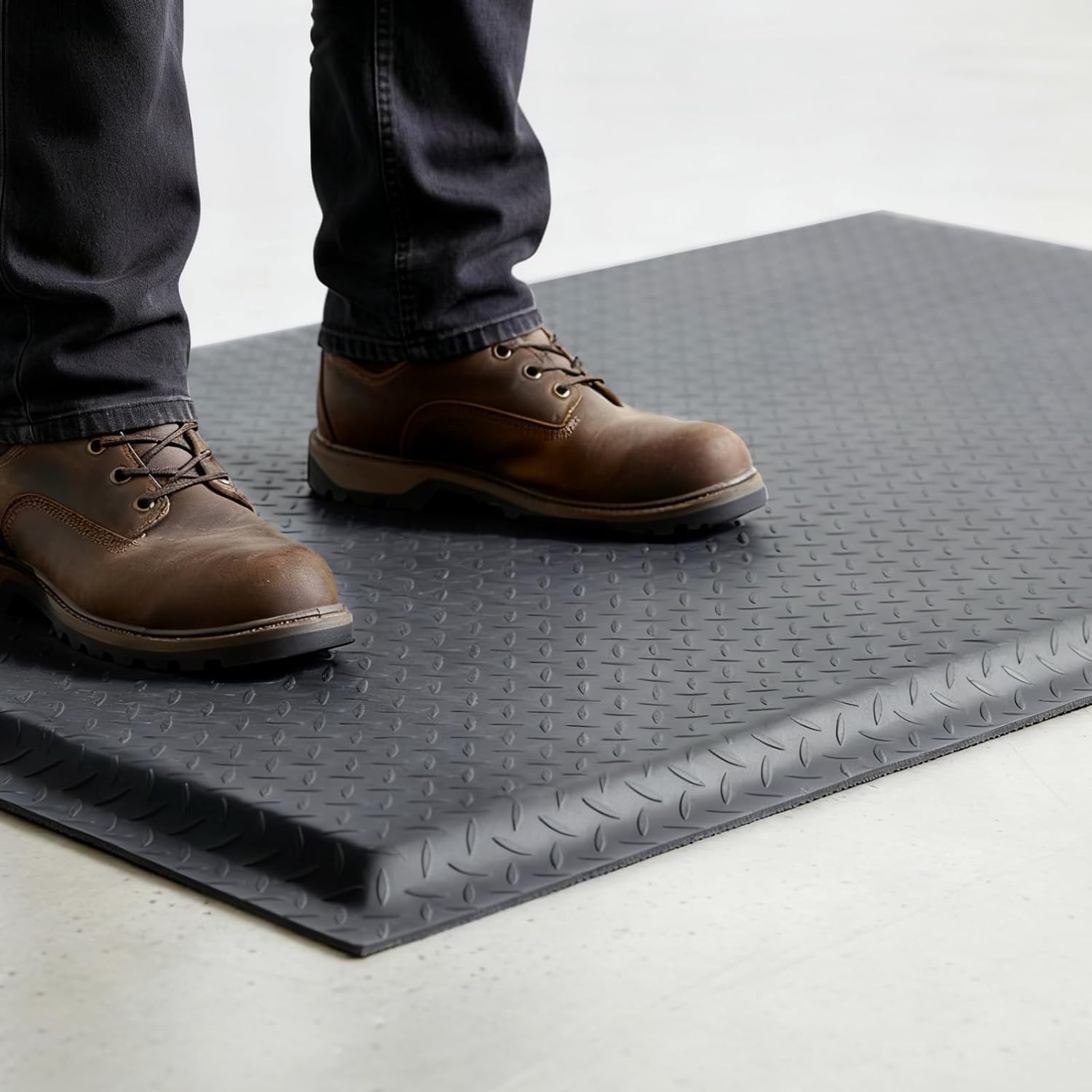 nisorpa anti fatigue mats industrial 3' x 6' ergonomic standing mat 15/16" extra thick shop floor mat kitchen mats heavy duty commercial diamond plate support for leg & back pain, grey 3' x 6' grey