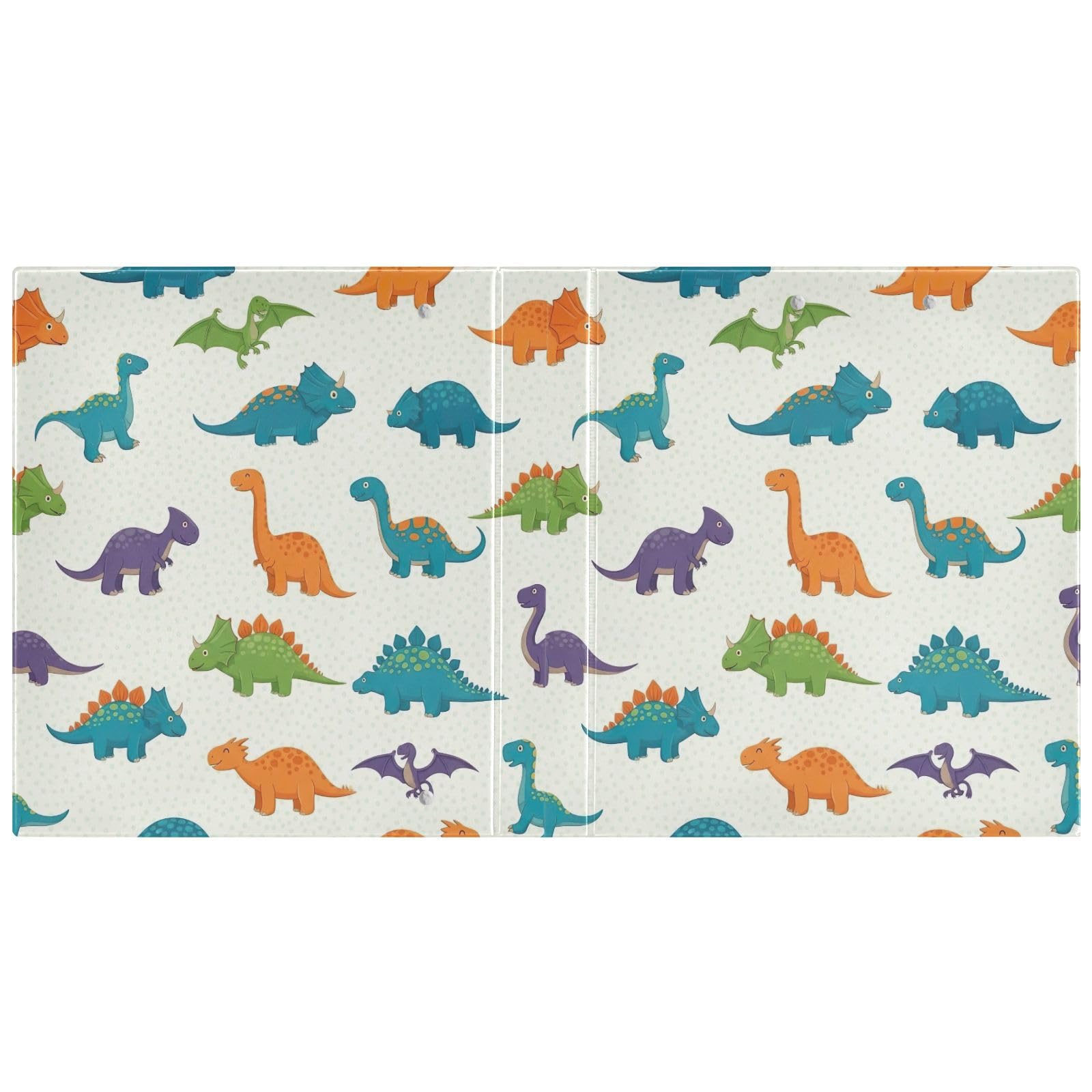 Raccoglitore a 3 anelli con dinosauri colorati in stile cartone animato, 3,8 cm, flessibile con tasche, 3 raccoglitori ad anelli per scuola, università, ufficio (confezione da 2)