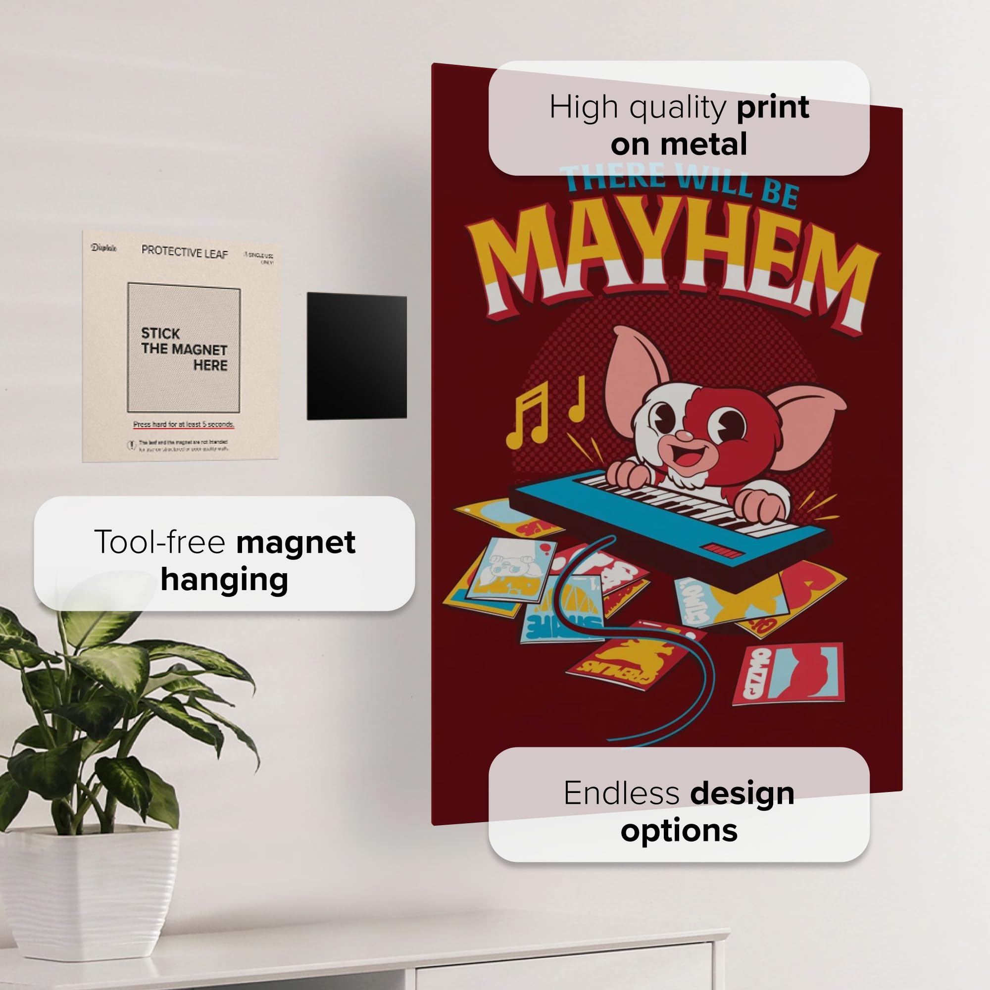 Displate Poster in metallo Gremlins - We're back - Gizmo's Mayhem: A Musical Gremlin - Camera dei bambini - Regalo da collezione - Decorazioni artistiche da parete di alta qualità poster