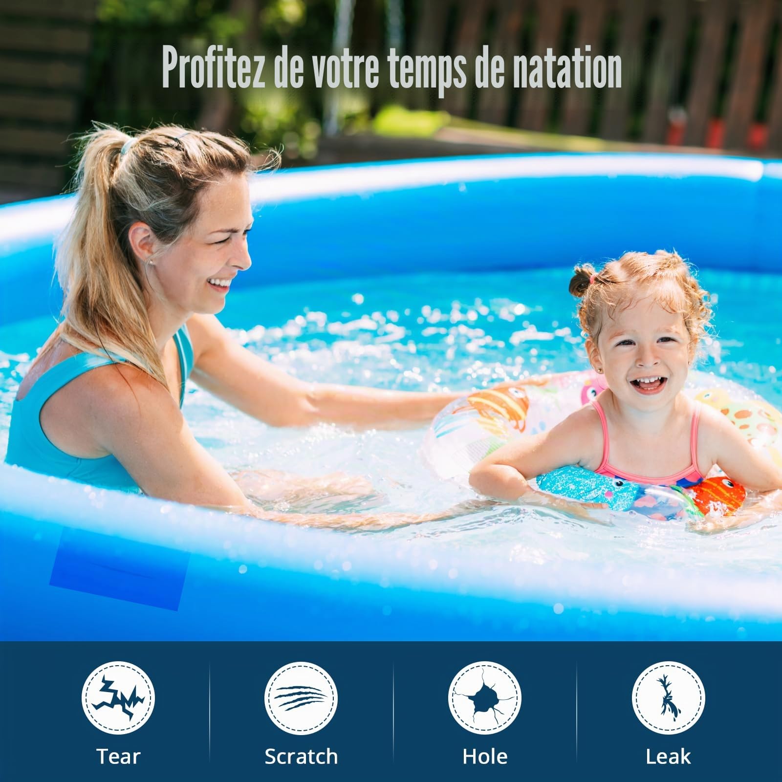 Rustine Piscine Kit Reparation Liner Piscine 10x150cm Scotch Etanche Eau pour Spa Gonflable