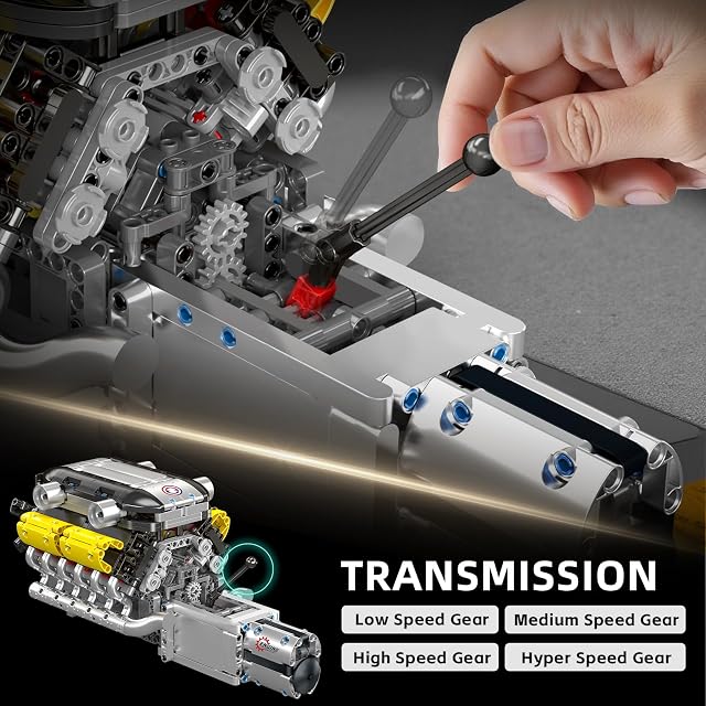 Foto 5 de 7 de Mould King 10202 Technik V12 - Kit de construcción de Motor, Juguete Moc V12 con batería Bloques de sujeción…
