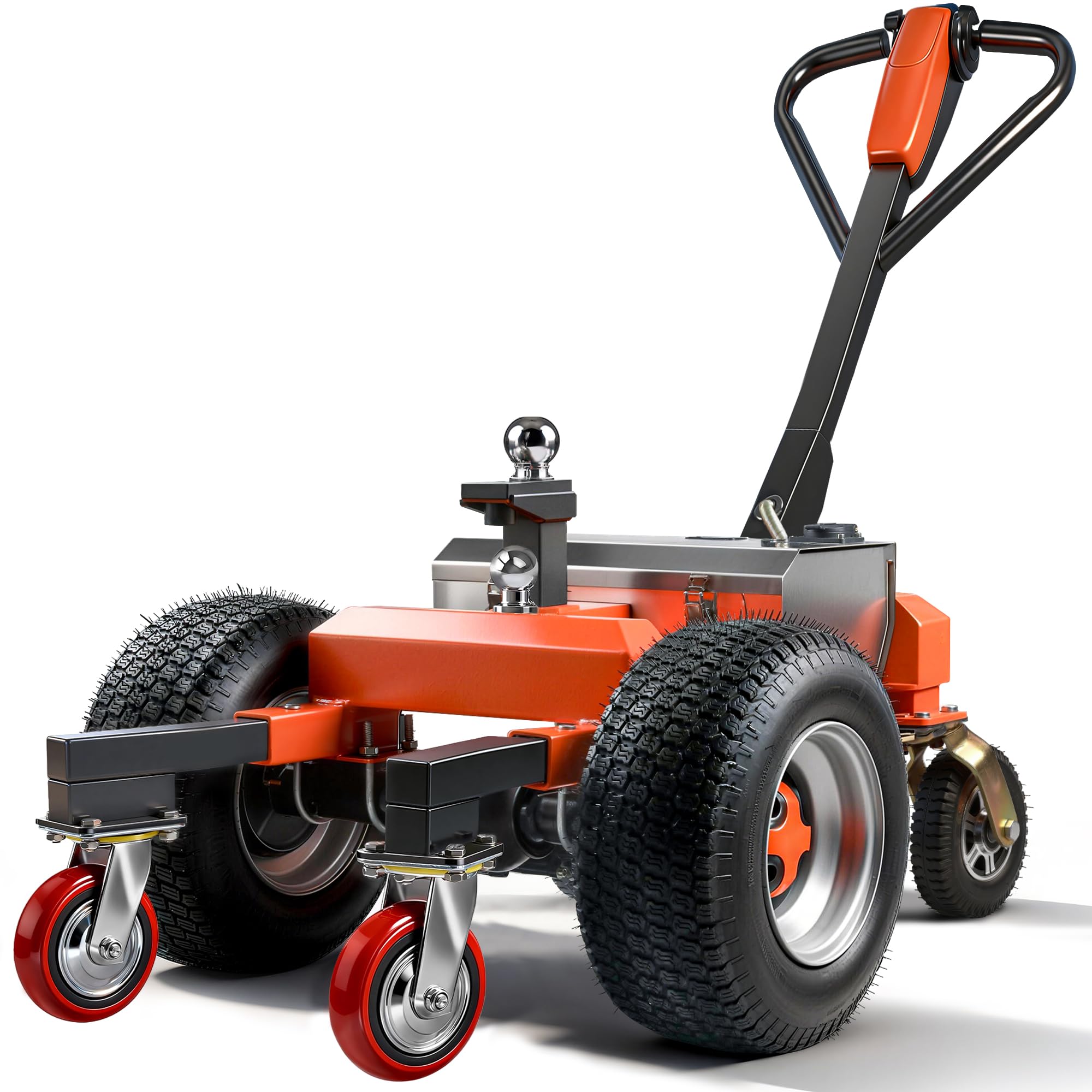 Elektrischer Anhänger Dolly mit 2 Kuppelkugeln(50mm&47.6mm), Elektrischer Trailer Mover MaxTraglast 3400kg mit Geländerädern, Höhenverstellbar, Vorwärts/Rückwärts/Bremsschalter für RV, Boot, Wohnmobil