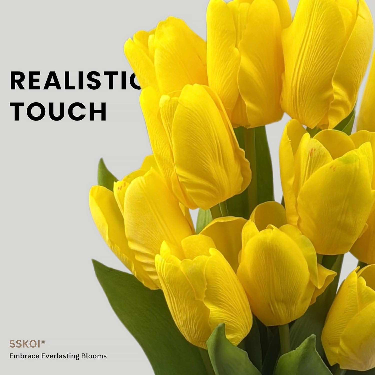 Real Touch Artificial Tulips, 15PCS Faux Flowers with Gift Box Packaging, Allergy-Free Floral Gift Set, Realistic Fake Tulips for Home, Kitchen, Office, Wedding Décor, Gift Arrangement