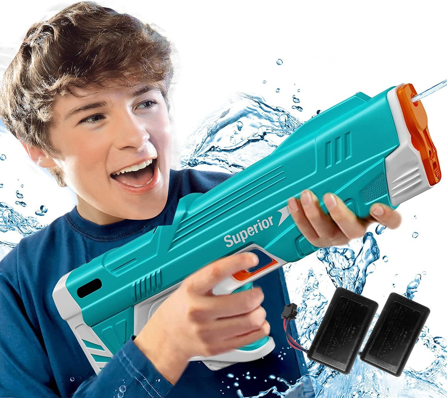 PanKome Electric Water Gun for Kids Squirt Guns Full Automatic Water Absorption Soaker with Two