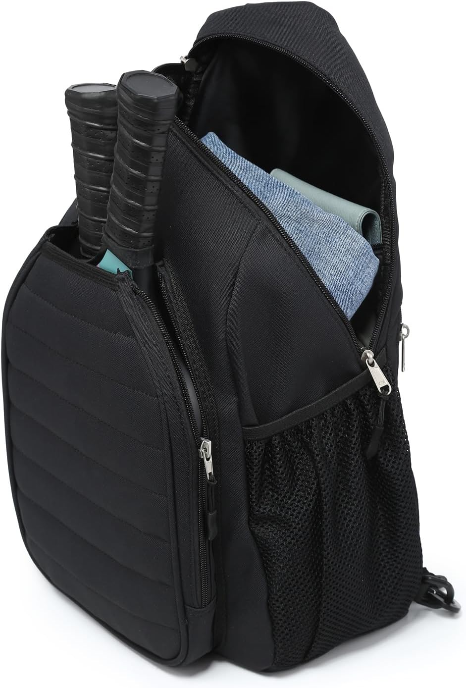 RAINBOW SMILE Sling Bag Crossbody Backpack for Pickleball Paddle Tennis Racketball Travel for Men and Women, with Ice Bag 2PS