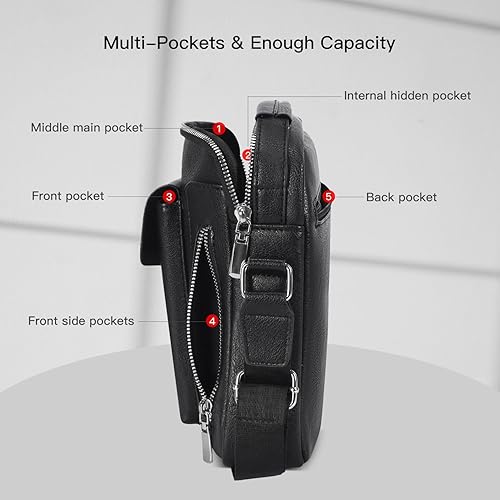 Miniatura 5 de Bolso cruzado pequeño para hombre, de piel sintética, bolso de mensajero, bolsa cruzada, bolsa de hombro, bolsa de pecho, trabajo, viajes al aire