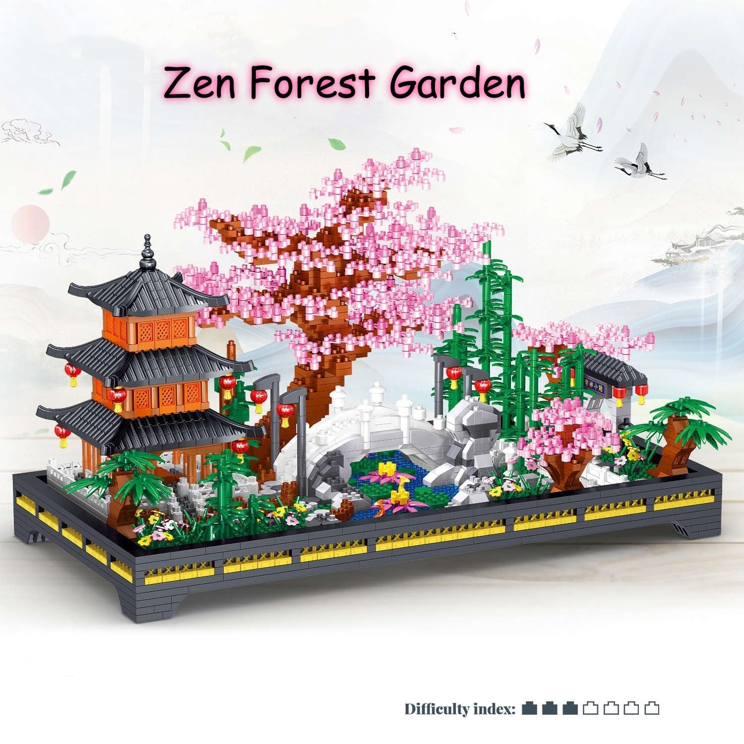 JVAVNE Zen Garden Mini Building Sets, Architecture Cherry Blossom Tree Building Model - Image 2