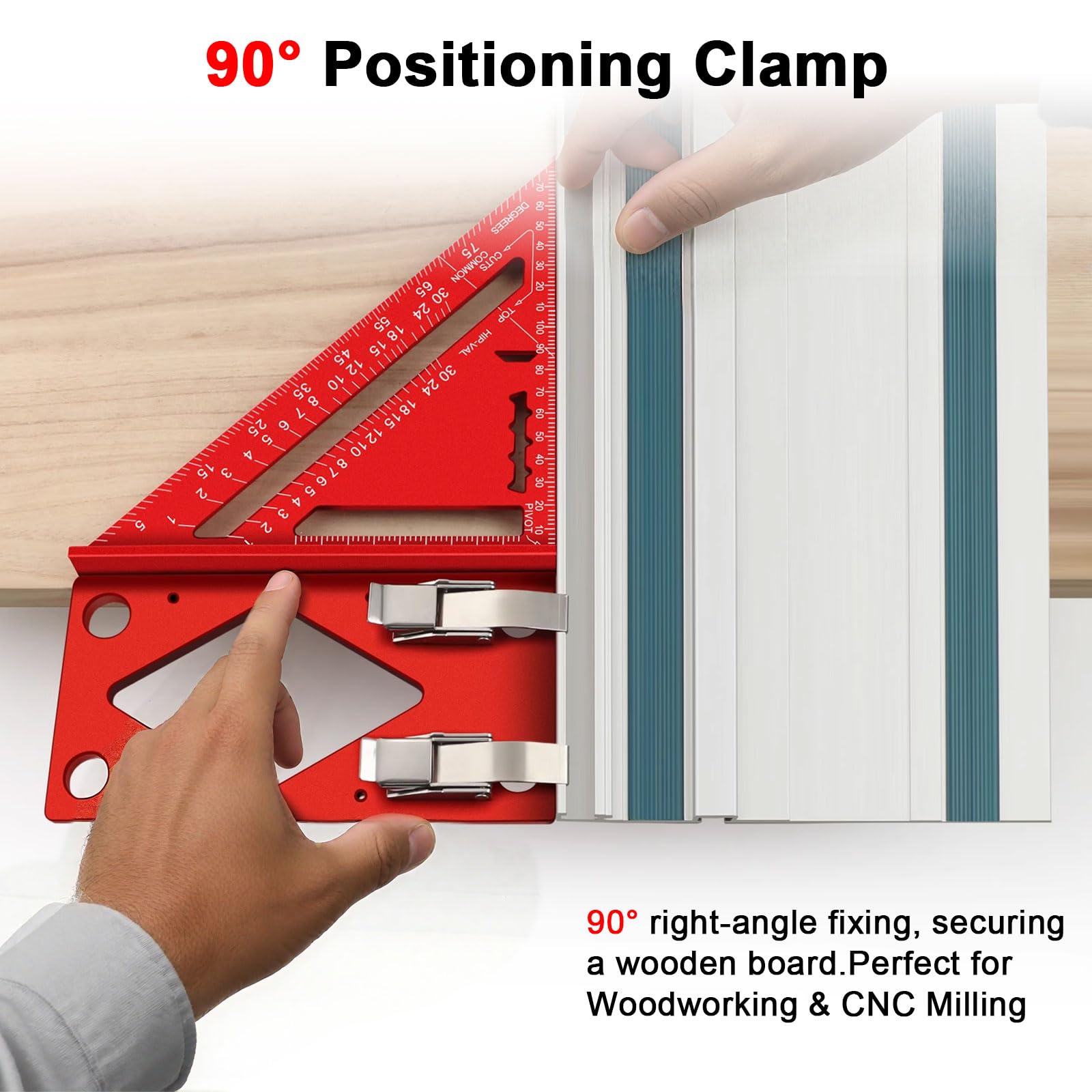 Rail de guidage à angle droit de 90° Binghe Plaque de serrage à positionnement à angle droit 90° avec rail de guidage latéral Compatible avec Guide Makita, Butée en aluminium pour scies circulaires