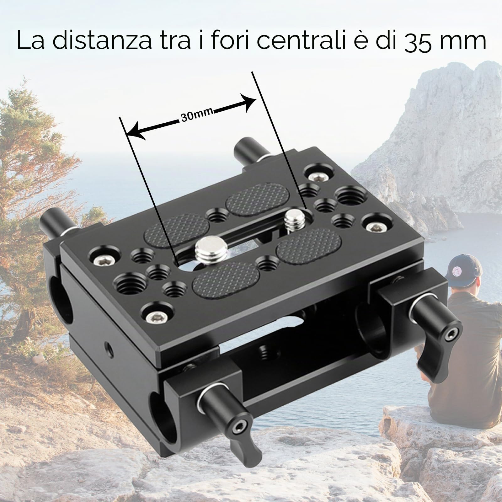 NICEYRIG Piastra base per treppiede con morsetto a staffa da 15mm per sistema di supporto a rulli da 15 mm per fotocamera DSLR