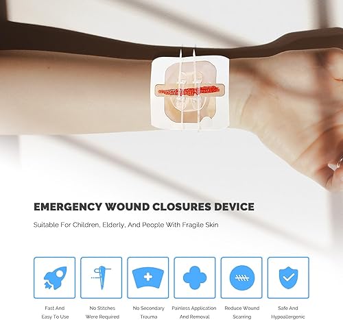 Miniatura 2 de Suturas de punto con cremallera, 4 unidades de puntadas con cremallera para el cuidado de heridas, kit de cierre de laceración, vendajes de punto de